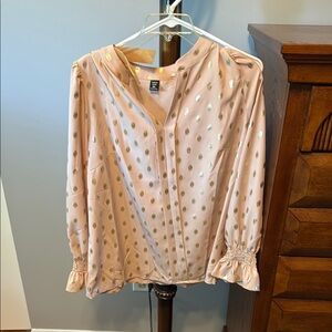 SHEIN Pink Wrap Blouse with Ruffled 3/4 Sleeves